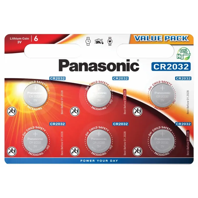 Літієва батарейка Panasonic™ Coin Lithium CR2032 6шт